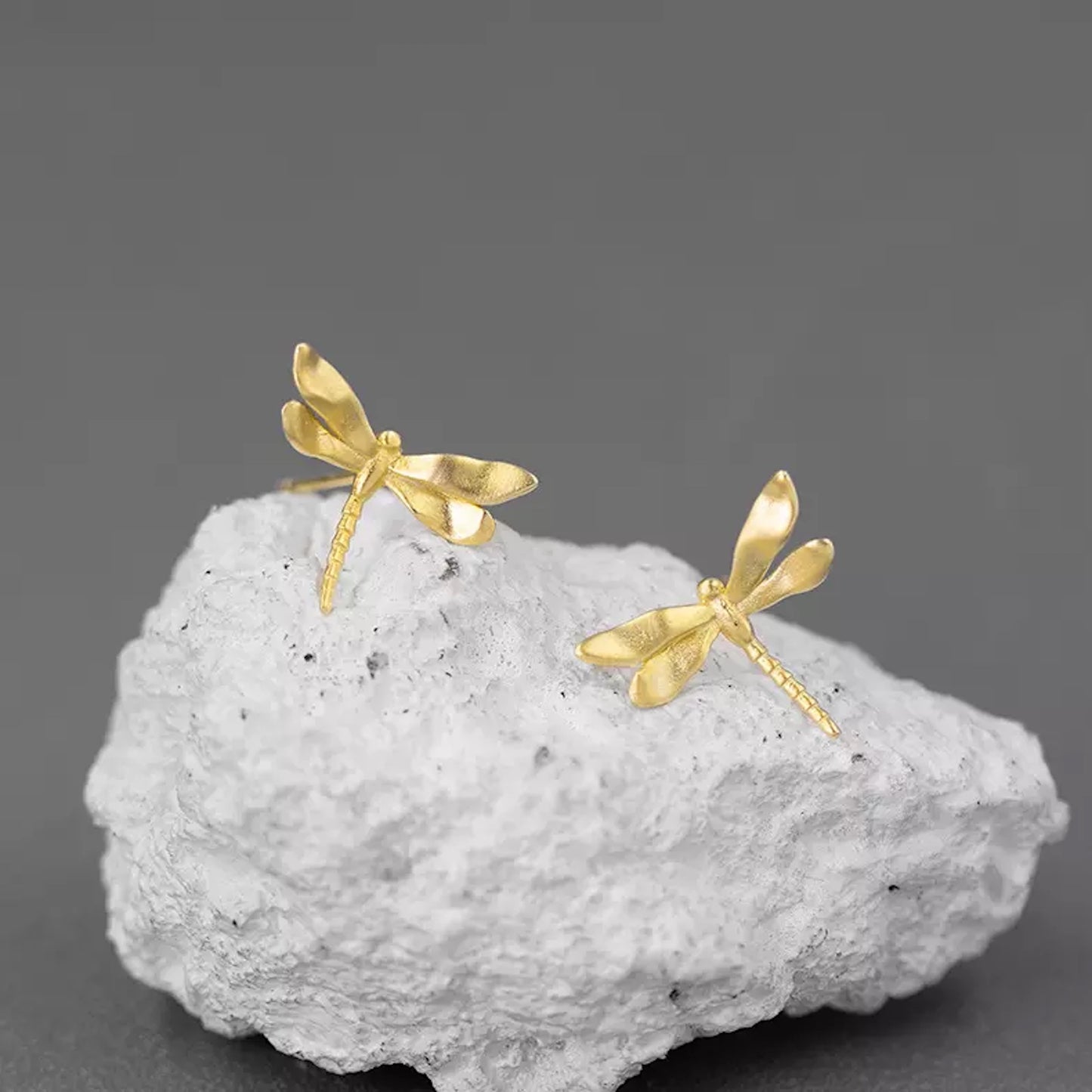 Special Edition: Cute Dragonfly 925 Sterling Silver Exquisite Ear Stud Earrings •18K Gold Plated • Unique Design • High-Quality Jewelry