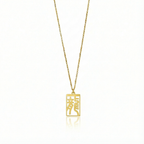 Dragon - Seal Script Hollow Rect Necklace