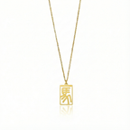 Horse - Seal Script Hollow Rect Necklace