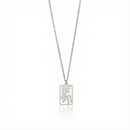 Horse - Seal Script Hollow Rect Necklace