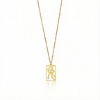 Rabbit - Seal Script Hollow Rect Necklace