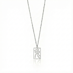 Rabbit - Seal Script Hollow Rect Necklace