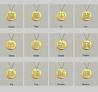 Seal Script Hollow Circ Necklace - Monkey